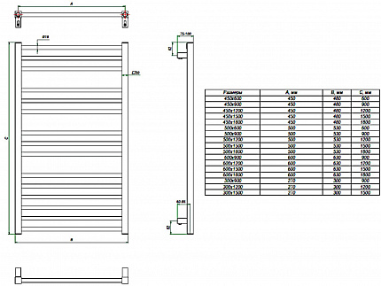 Полотенцесушитель водяной Grota Classic 30x90