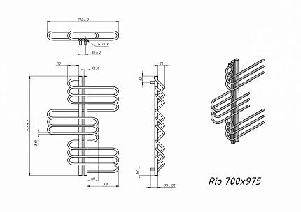 Полотенцесушитель электрический Grota Rio 70x97,5 см