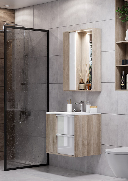Зеркальный шкаф Aquaton Бостон 60 дуб эврика