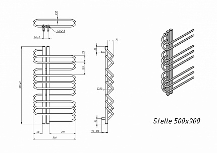 Полотенцесушитель водяной Grota Stelle 50x90 см