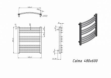 Полотенцесушитель водяной Grota Calma 48x60 см