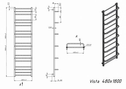 Полотенцесушитель электрический Grota Vista 48x180 см