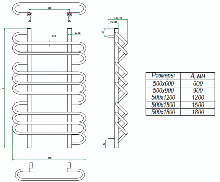 Полотенцесушитель водяной Grota Rivolo 50x90