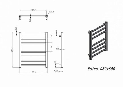 Полотенцесушитель электрический Grota Estro 48x60 см
