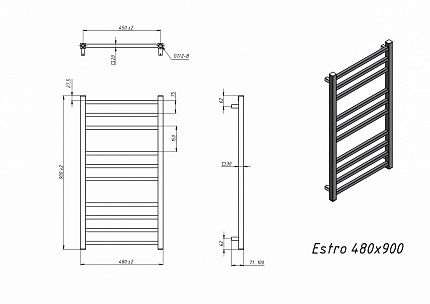 Полотенцесушитель электрический Grota Estro 48x90 см