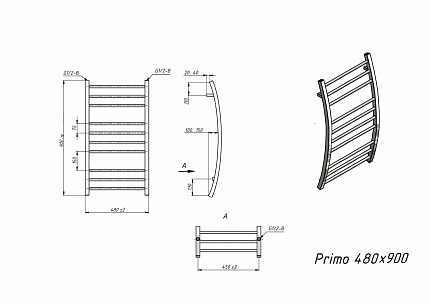 Полотенцесушитель водяной Grota Primo 48x90 см