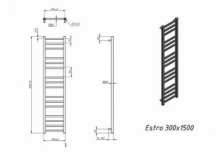 Полотенцесушитель электрический Grota Estro 30x150 см