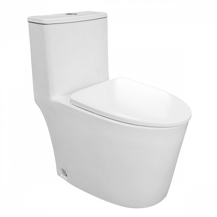 Унитаз-моноблок Azario ANSA 385х695x775 безободковый, в комплекте с сиденьем дюропласт микролифт, белый (AZ-2301)