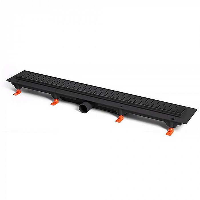 Душевой лоток AZARIO D50 Medium 750 мм, боковой слив, пластиковый, перфорированная решетка, черный (AZ-CH 750/50 MC)