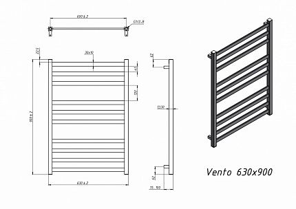 Полотенцесушитель водяной Grota Vento 63x90 см