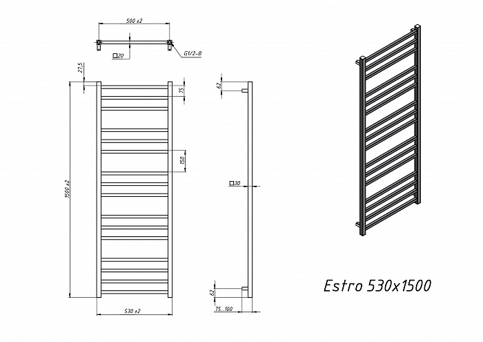 Полотенцесушитель Водяной Grota Estro 53x150 см