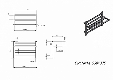 Полотенцесушитель электрический Grota Comfort 53x37,5 см