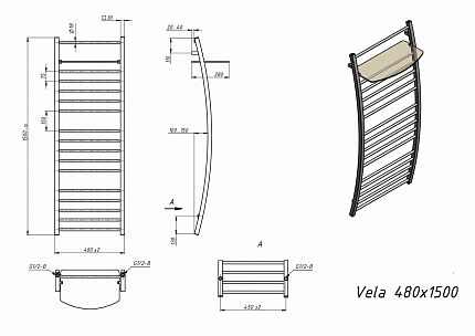 Полотенцесушитель водяной Grota Vela 48x150 см