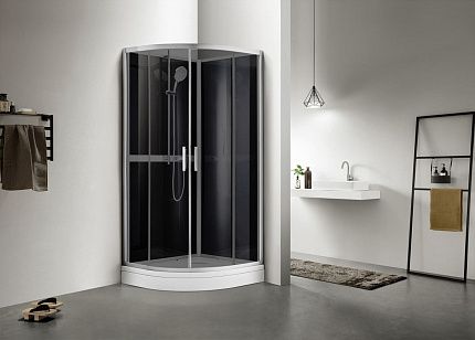 Душевая кабина AZARIO DENVER 90х90х200 серое стекло 4 мм. покрытие Easy Clean, задняя панель черная, цвет профиля серый (AZ-N10812 900 GREY)