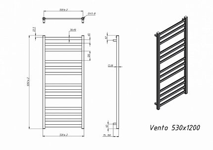 Полотенцесушитель электрический Grota Vento 53x120 см