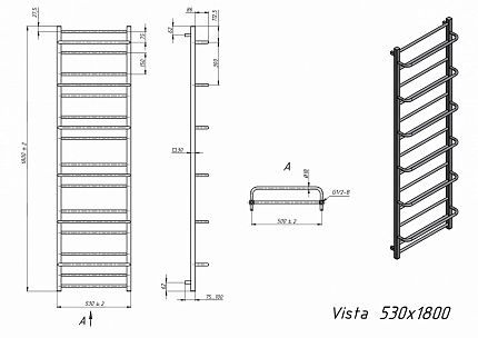 Полотенцесушитель электрический Grota Vista 53x180 см