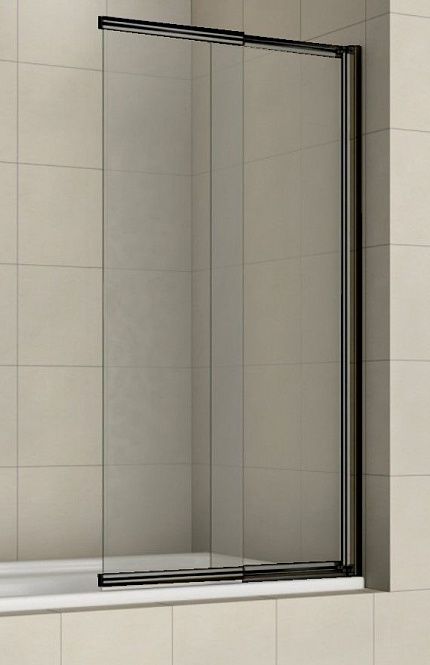 Шторка для ванны Azario MERRIT 1000х1400 раздвижная, прозрачное стекло 5 мм, покрытие EASY CLEAN, цвет профиля черный (AZ-NF6122 1000 BLACK)