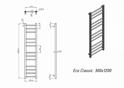Полотенцесушитель электрический Grota Eco Classic 30x120 см