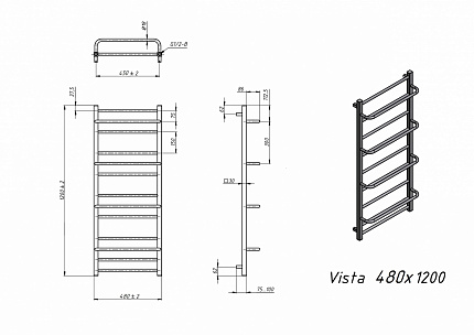 Полотенцесушитель водяной Grota Vista 48x120 см
