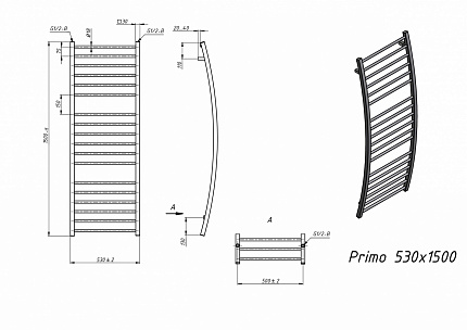 Полотенцесушитель водяной Grota Primo 53x150 см