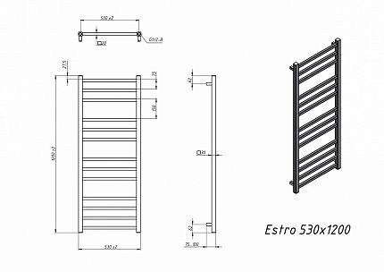 Полотенцесушитель электрический Grota Estro 53x120 см