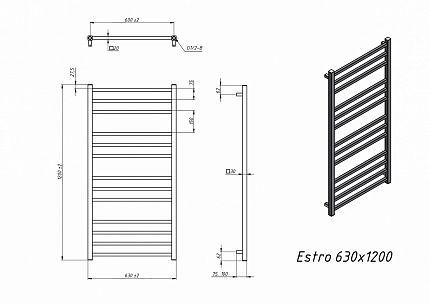 Полотенцесушитель электрический Grota Estro 63x120 см