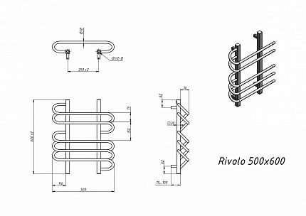 Полотенцесушитель водяной Grota Rivolo 50x60 см
