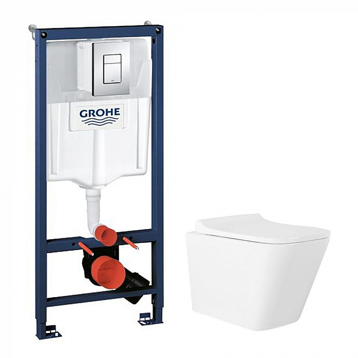 Сет: Инсталляция Grohe Rapid SL 3 в 1 + Унитаз подвесной Azario Teramo, безободковый, с быстросъемным сиденьем микролифт (38772001+AZ-0052)