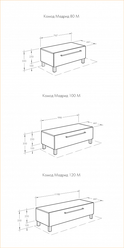 Комод Aquaton Мадрид 100 М с ящиком белый