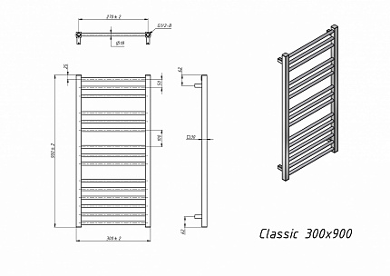 Полотенцесушитель электрический Grota Classic 30x90 см