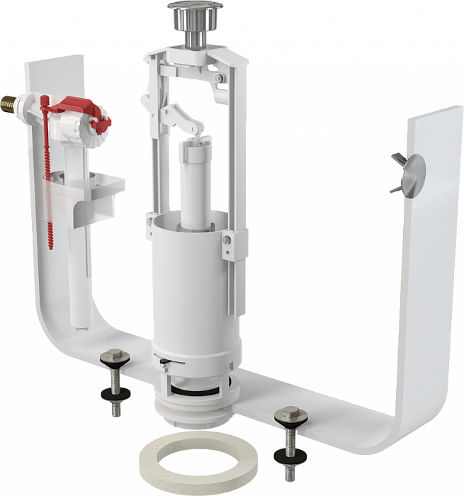Выпускной комплект Alcadrain, со стоп кнопкой, впускной механизм А16, подключение 3/8'', кнопка хром