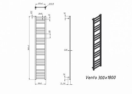 Полотенцесушитель электрический Grota Vento 30x180 см