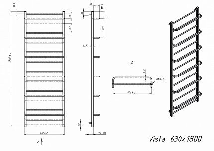 Полотенцесушитель водяной Grota Vista 63x180 см