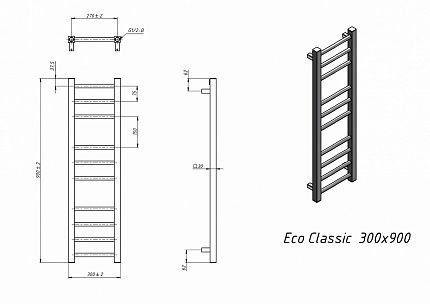Полотенцесушитель электрический Grota Eco Classic 30x90 см