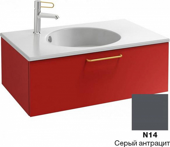 Тумба для комплекта 80 см Jacob Delafon Odeon Rive Gauche EB2515-R9-N14 серый антрацит, ручки черные