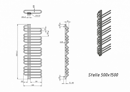Полотенцесушитель водяной Grota Stelle 50x150 см
