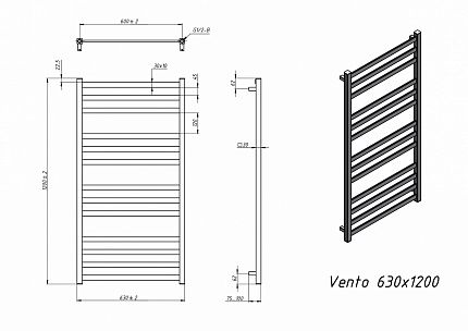 Полотенцесушитель водяной Grota Vento 63x120 см