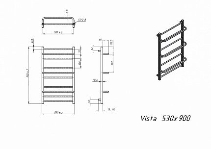 Полотенцесушитель водяной Grota Vista 53x90 см