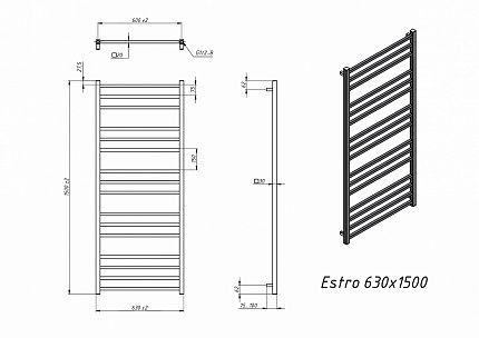 Полотенцесушитель электрический Grota Estro 63x150 см