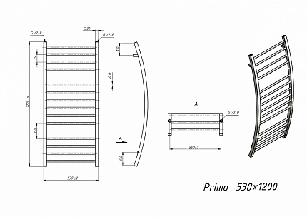 Полотенцесушитель водяной Grota Primo 53x120 см