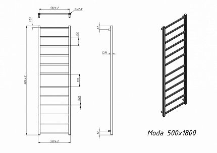 Полотенцесушитель водяной Grota Moda 53x180 см