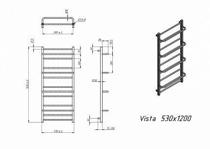 Полотенцесушитель электрический Grota Vista 53x120 см