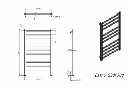 Полотенцесушитель электрический Grota Estro 53x90 см
