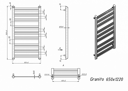 Полотенцесушитель водяной Grota Granito 65x122 см