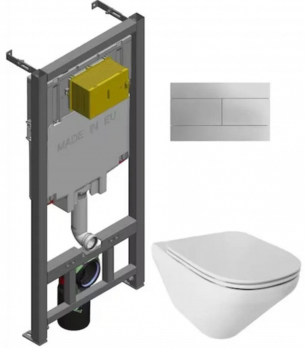 Инсталляция Jacob Delafon с безободковым унитазом Modern life, крышка микролифт, клавиша хром в подарок, комплект, E21776RU-00