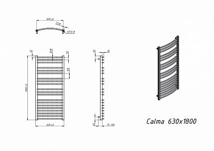 Полотенцесушитель электрический Grota Calma 63x180 см