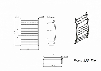 Полотенцесушитель водяной Grota Primo 63x90 см