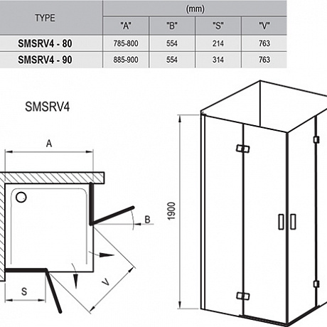 Ravak Smartline 1SV44A00Z1