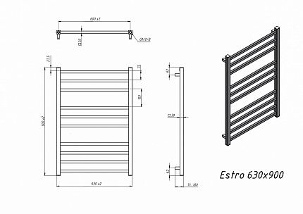 Полотенцесушитель электрический Grota Estro 63x90 см