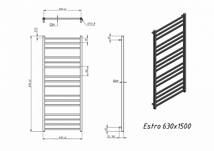 Полотенцесушитель водяной Grota Estro 63x150 см